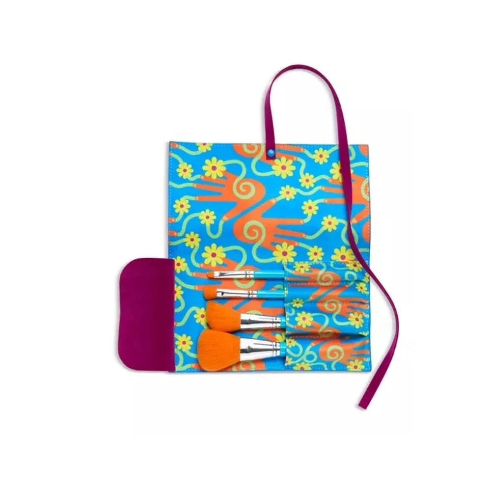 Yinka Ilori makeup brushes set of 4 plus case